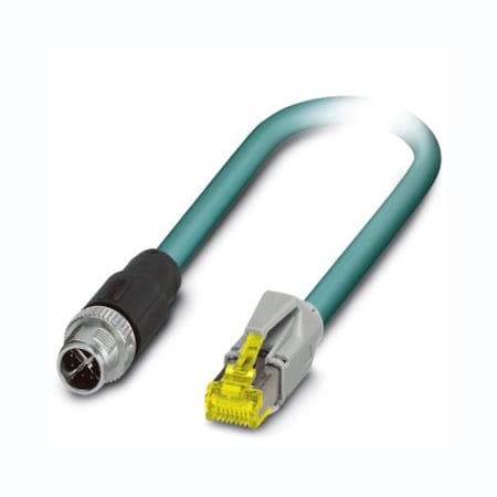 Moxa 1-Meter X-Coded M12-To-Rj45 Cat-5E Utp Gigabit Ethernet Cable, 8-Pin CBL-M12XMM8PRJ45-BK-100-IP67